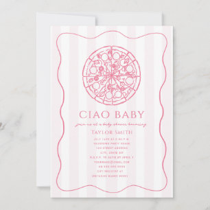 Invitación Ciao Baby Pink Pizza Girl Baby Shower
