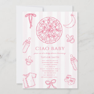 Invitación Ciao Baby Pink Pizza Girl Baby Shower