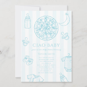 Invitación Ciao Baby Pizza Boy Baby Shower Azul