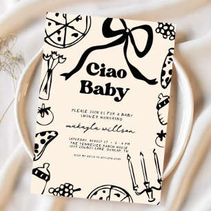 Invitación Ciao Baby Pizza Italiana Dibujada a Mano Invitació