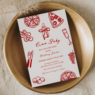 Invitación Ciao Baby Pizza Italiana Tema de Baby Shower