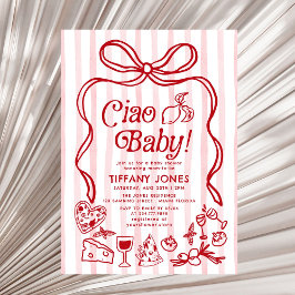 Invitación Ciao Baby Red Whimsical Lemons Baby Shower