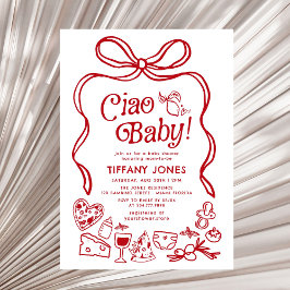 Invitación Ciao Baby Red Whimsical Lemons Baby Shower