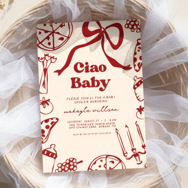 Invitación Ciao Baby Whimsical Italian Pizza Baby Shower (Subido por el creador)