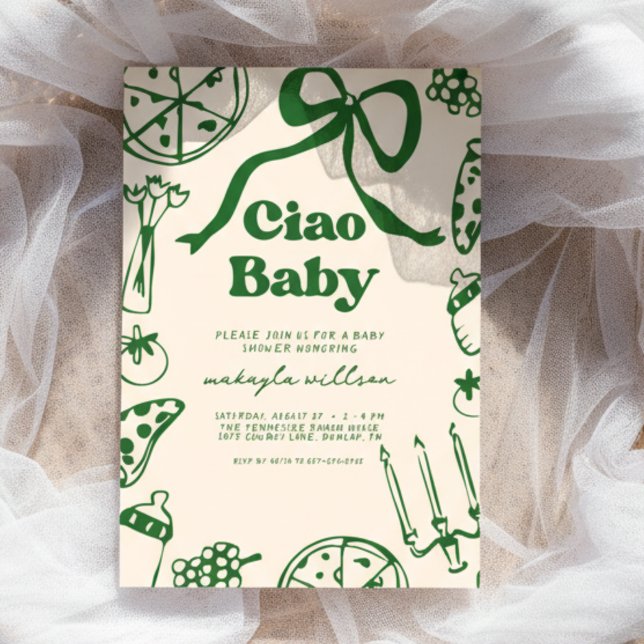 Invitación Ciao Baby Whimsical Italian Pizza Baby Shower (Subido por el creador)