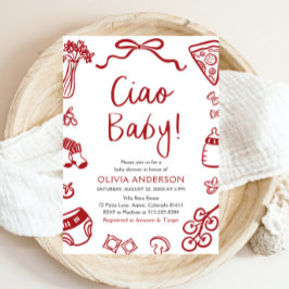 Invitación Ciao Baby Whimsical Italiana Pizza Cute Baby Showe