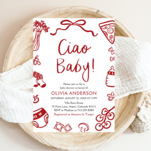 Invitación Ciao Baby Whimsical Italiana Pizza Cute Baby Showe