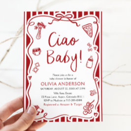 Invitación Ciao Baby Whimsical Italiana Pizza Cute Baby Showe