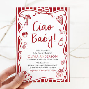 Invitación Ciao Baby Whimsical Italiana Pizza Cute Baby Showe