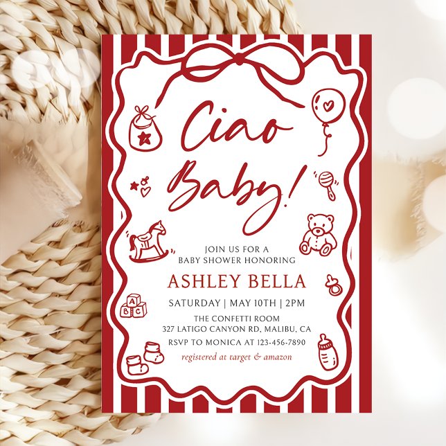 Invitación Ciao Baby Whimsical Italiano Baby Shower (Subido por el creador)