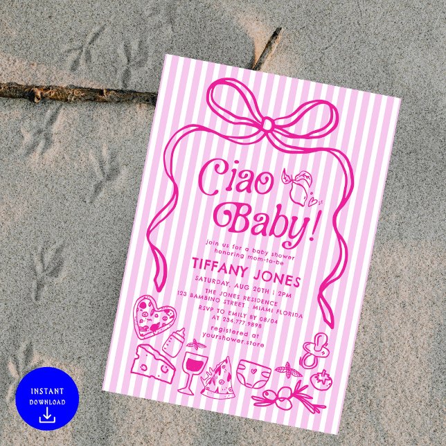 Invitación Ciao Baby Whimsical Lemons Baby Shower (Subido por el creador)
