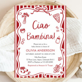 Invitación Ciao Bambina Chica Whimsical Italiano Baby Shower