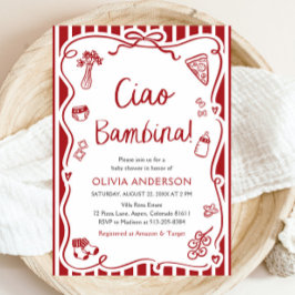 Invitación Ciao Bambina Chica Whimsical Italiano Baby Shower