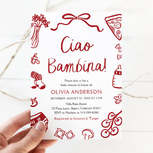 Invitación Ciao Bambina Italiano Dulce Shower de Bebé Caprich