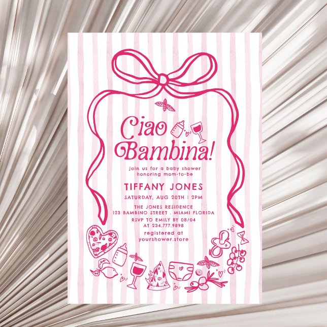 Invitación Ciao Bambina Lemons Italiano Rosa Baby Shower (Subido por el creador)