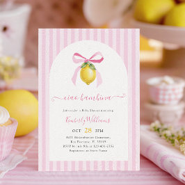 Invitación Ciao Bambina Pink Lemon Baby Shower Invitation