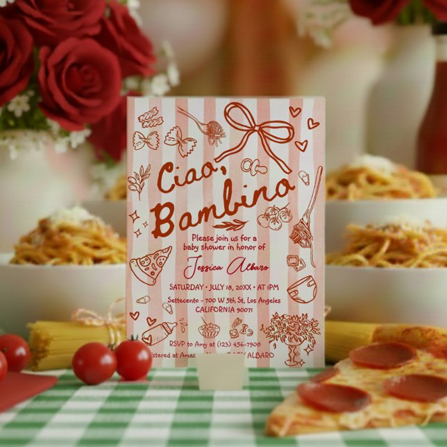 Invitación Ciao Bambino Fiesta de Bebé Roja (Subido por el creador)