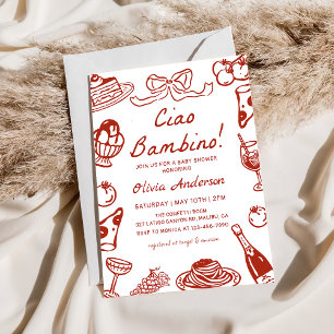 Invitación Ciao Bambino Fiesta de Pizza Italiana Caprichosa p