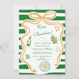 Invitación Ciao Bambino Green Baby Shower