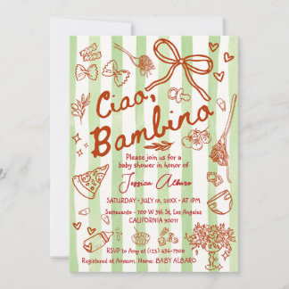 Invitación Ciao Bambino Green Baby Shower