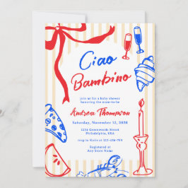 Invitación Ciao Bambino Italian Hand Drawn Baby Shower