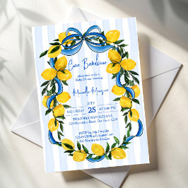 Invitación Ciao bambino limones azul arco azul ducha de bebé 