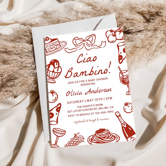 Invitación Ciao Bambino Whimsical Italian Pizza Baby Shower (Subido por el creador)