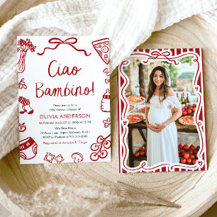 Invitación Ciao Bambino Whimsical Italiana Pizza Baby Shower