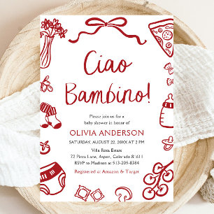 Invitación Ciao Bambino Whimsical Italiana Pizza Baby Shower