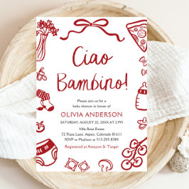 Invitación Ciao Bambino Whimsical Italiana Pizza Baby Shower