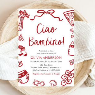 Invitación Ciao Bambino Whimsical Italiana Pizza Baby Shower