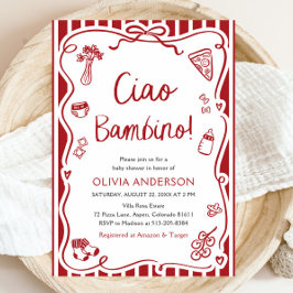 Invitación Ciao Bambino Whimsical Italiana Pizza Baby Shower