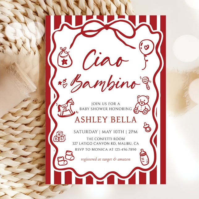 Invitación Ciao Bambino Whimsical Italiano Baby Shower (Subido por el creador)