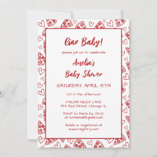 Invitación ¡Ciao Bebé! Fiesta Pizza Italiano Red Baby Shower