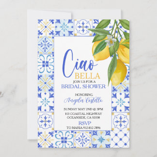 Invitación Ciao Bella Costa de Amalfi Limón baby shower nupci