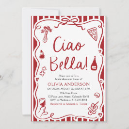 Invitación Ciao Bella Hand Drake Italiano Pizza Bridal Shower