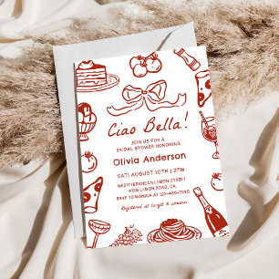 Invitación Ciao Bella Hand Drake Italiano Pizza Bridal Shower