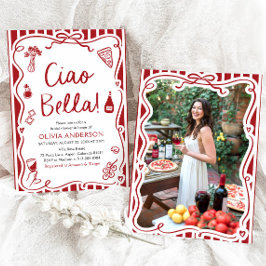 Invitación Ciao Bella Hand Drake Italiano Pizza Bridal Shower