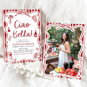Invitación Ciao Bella Hand Drake Italiano Pizza Bridal Shower