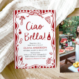 Invitación Ciao Bella Hand Drake Italiano Pizza Bridal Shower