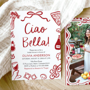 Invitación Ciao Bella Hand Drake Italiano Pizza Bridal Shower