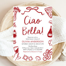Invitación Ciao Bella Hand Drake Italiano Pizza Bridal Shower