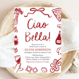 Invitación Ciao Bella Hand Drake Italiano Pizza Bridal Shower