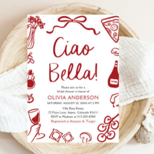 Invitación Ciao Bella Hand Drake Italiano Pizza Bridal Shower
