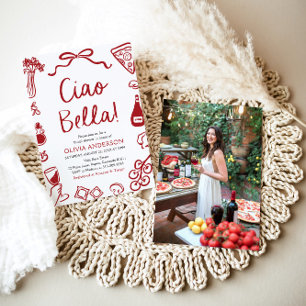 Invitación Ciao Bella Hand Drake Italiano Pizza Bridal Shower