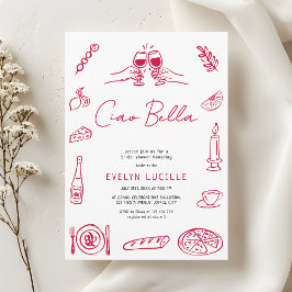 Invitación Ciao Bella Italian Hand Drawn Quirky Bridal Shower