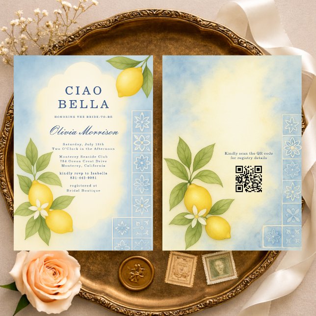 Invitación Ciao Bella Italian QR Code Bridal Shower (Subido por el creador)