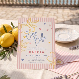 Invitación Ciao Bella limón Despedida de soltera italiana dib