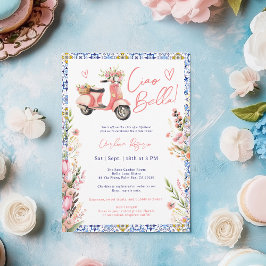 Invitación Ciao Bella Scooter Italiano Floral Bridal Shower