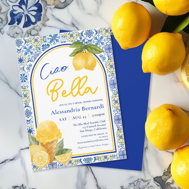 Invitación Ciao Bella Tile Italiano Lemon Verano Ducha de nov (Subido por el creador)